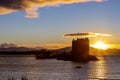 Sunset at Castle Stalker in the Scottish Highlands Royalty Free Stock Photo