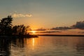 Sunset Casts Light Over Rainy Lake Royalty Free Stock Photo