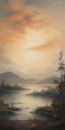 Beautiful Sunset Painting With Trees And Water - Brian Mashburn Style