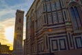 Sunset at Cattedrale di Santa Maria del Fiore Florence Cathedra Royalty Free Stock Photo