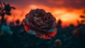 Sunset celebration, beauty in nature bouquet generated by AI