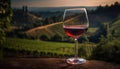 Sunset celebration Drinking cabernet sauvignon in vineyard rural scene generated by AI