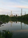 Sunset in Central Park in Spring in Manhatan, New York, NY. Royalty Free Stock Photo