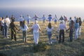 A sunset ceremony for an earth new age gathering in Big Sur California