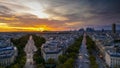 Sunset in the champs ElysÃÂ©es by above