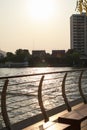 Sunset from the Chao Praya River. Bangkok Thailand. Famous tourist destination. Natural sunset lighting, Royalty Free Stock Photo