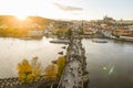 Sunset of Charles Bridge and Prague Castle, Czech Republic Royalty Free Stock Photo