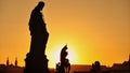 Sunset on Charles Bridge. Prague, Czech Republic Royalty Free Stock Photo