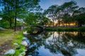 Sunset at the Charles River Esplanade, in Beacon Hill, Boston, M Royalty Free Stock Photo