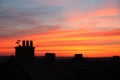 Sunset with chimney pots Royalty Free Stock Photo