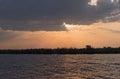 Sunset at Chobe border river between Namibia, Botswana