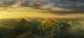 sunset on Chocolate hills landscape in Bohol island