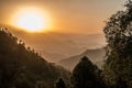 Sunset in Chopta, Doriya Tal Trek - Sari Village - Uttrakhand, i Royalty Free Stock Photo