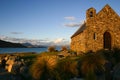 Sunset at Church of the Good Shepherd, South Island, New Zealand Royalty Free Stock Photo