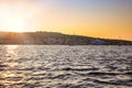 Sunset in the city of Argostoli, Kefalonia island, Greece Royalty Free Stock Photo