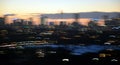 Sunset City lights bokeh background Royalty Free Stock Photo