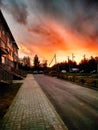 Sunset in the city of Pyt-yakh Royalty Free Stock Photo