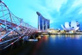 Sunset of city skyline at business district, Marina Bay Sands hotel at night, Singapore,September 07, 2020 Royalty Free Stock Photo