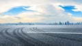 City skyline and empty asphalt road in Chongqing Royalty Free Stock Photo