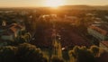 time lapse of people walking sunset over the city sunset in the city generative AI