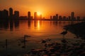 Sunset in the city travel in United Arab Emirates.