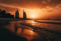 Sunset in the city travel in United Arab Emirates.