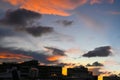 Sunset at the city, twilight sky, orange cloud in urban city ,peaceful and calmness moment. relaxing