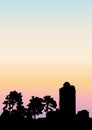 Sunset city view silhouette background