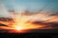 Sunset  with cityscape of building silhouette,At  twilight  in Bangkok Royalty Free Stock Photo