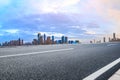 Sunset cityscape and asphalt road in Chongqing