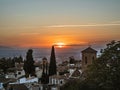 Sunset cityscape over Granada, Andalusia, Spain, in the old Albaicin district