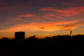 Sunset cityscape silhouette Karlsruhe Germany