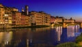 Ponte Santa Trinita bridge on Arno River at sunset, Florence, Italy at sunset Royalty Free Stock Photo