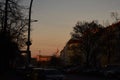 Sunset cityscape with tv tower in the distance from Kreuzberg Berlin Germany