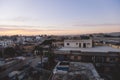 Sunset Cityscape View to the Giza City with the Colorful Sky and Local Buildings