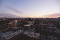 Sunset Cityscape View to the Giza City with the Colorful Sky and Local Buildings