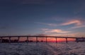 Sunset in Clearwater Beach, Florida. Landscape. Gulf of Mexico. Bridge.