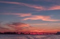 Sunset in Clearwater Beach, Florida. Landscape. Gulf of Mexico. Cityscape. Royalty Free Stock Photo