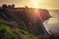 Sunset on the cliff of the hermitage of Regalina, on the Way of St. James, Cadavedo, Spain