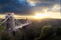 Sunset at Clifton Suspension Bridge Royalty Free Stock Photo