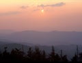 Sunset from Clingman`s Dome, Great Smoky Mountains National Park, North Carolina Royalty Free Stock Photo