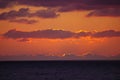 Sunset with cloud banks over Pacific Ocean Royalty Free Stock Photo