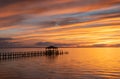 Sunset Clouds Across Sky Over Currituck Sound NC Royalty Free Stock Photo