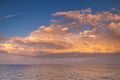 Sunset clouds with pink light and blue sky in Coney Island New York Royalty Free Stock Photo