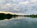 Sunset and clouds over Freiburg Seepark Royalty Free Stock Photo