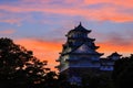 Sunset clouds over iconic Himeji Castle Royalty Free Stock Photo