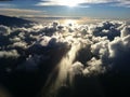 Sunset with clouds over ocean water Royalty Free Stock Photo