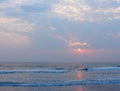 Sunset, Clouds and Reflection in Sea water - Payyambalam Beach, Kannur, Kerala, India