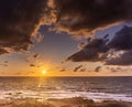 Sunset clouds on sea beach of romantic vacation