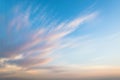 Sunset clouds in the vast blue sky background